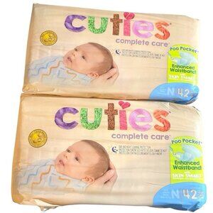 84~Cuties Complete Care Baby Diapers, Size 0 Newborn, 2 Packs of 42